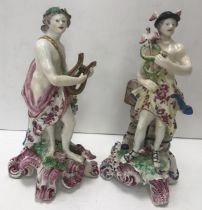 A near pair of bow type late 18th Century figures of Mercury and Apollo,