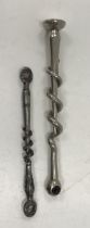 Two 19th Century steel peg and worm corkscrews,