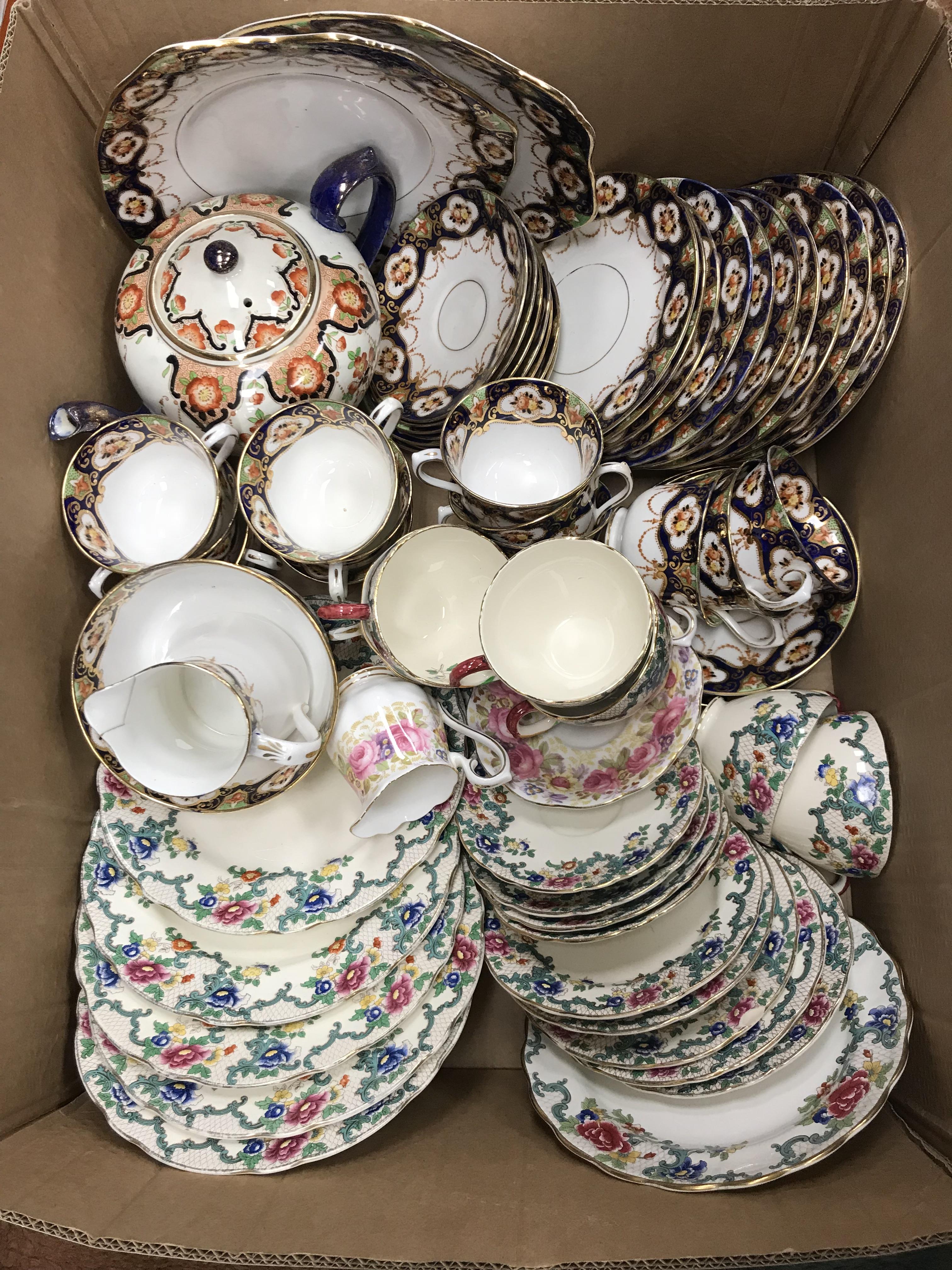 WITHDRAWN A box containing a Royal Albert Imari style part tea service and a Royal Cauldon part tea - Image 2 of 3