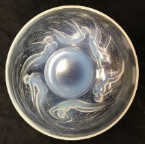 A Lalique “Ondines” opalescent glass bowl with etched mark to base,