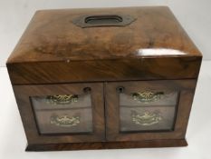 A circa 1900 walnut jewellery box,