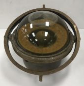 A brass ship's compass, the enamel dial inscribed "Walkers cherub ship-log mark III",