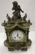 A 19th Century brass cased French mantel clock,