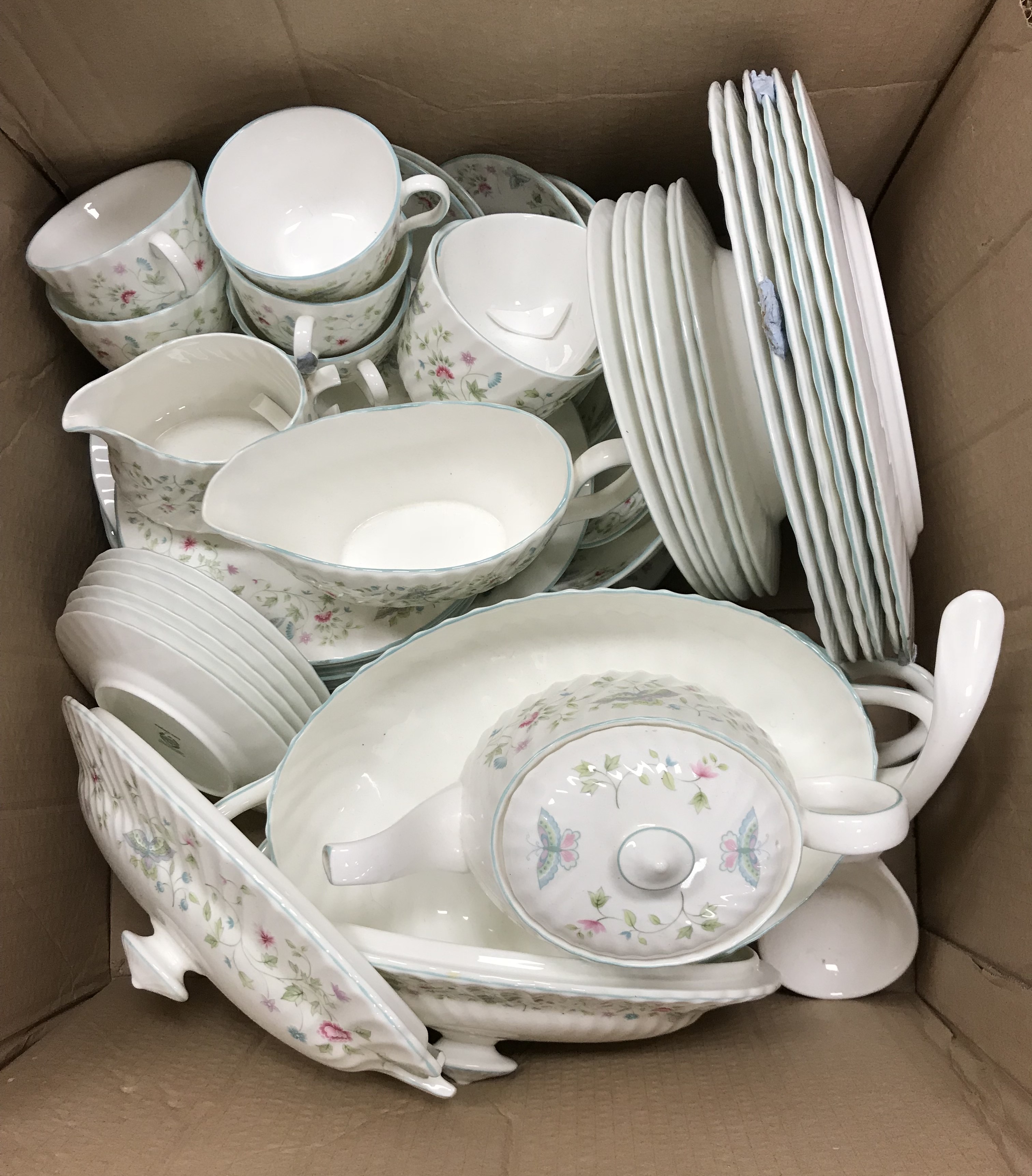 Three boxes of china wares to include Minton "Summer Days" part dinner service (mainly seconds), - Image 2 of 4