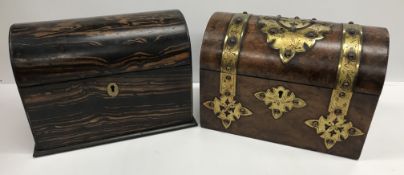 A Victorian coromandel dome topped stationery box,