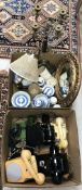 A box containing assorted china wares to include TG Green Cornishware,