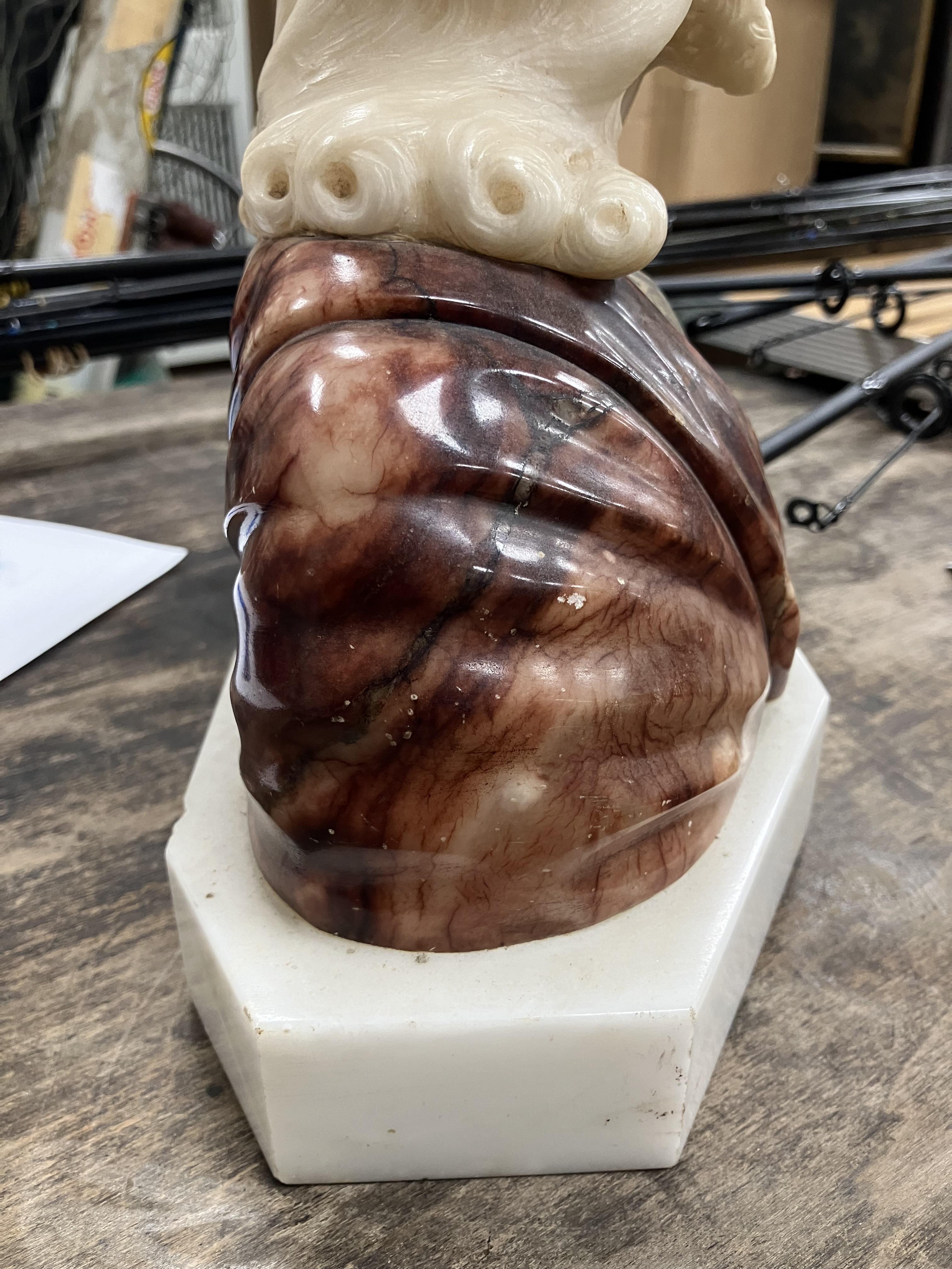 An alabaster carved figural bust of Christ with sacred heart motif at his breast, - Image 10 of 28