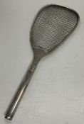 A white metal real tennis racket ornament, 7.