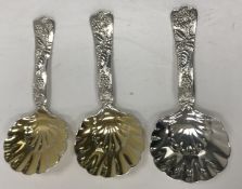 A set of three sterling silver fruit spoons by Tiffany & Co,