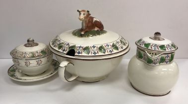 A rare early 19th Century collection of "Forget-me-not" pattern dinner wares including an open
