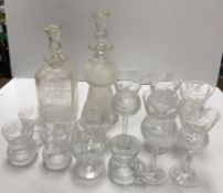 A collection of Edinburgh lead crystal glassware with engraved thistle decoration on thistle shaped