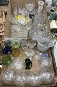 Two boxes of glassware including a set of twelve Stuart Crystal sundae dishes,
