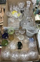 Two boxes of glassware including a set of twelve Stuart Crystal sundae dishes,