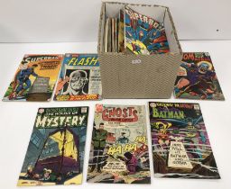 A collection of 67 various vintage, mainly DC Comics, including "Detective Comics" No.