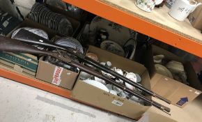 Three boxes of assorted Edwardian transfer decorated dinner plates etc and three boxes of assorted