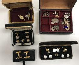 A collection of gentleman's cufflinks and various shirt studs, etc.