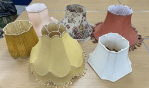 Three boxes of assorted lampshades of varying sizes