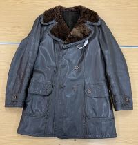 A vintage Friitala leather coat with fake fur lining