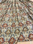 Two pairs of tapestry and chenille type interlined curtains,