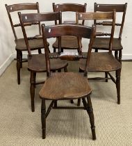 A composite set of six 19th Century beech and elm Oxford bar back dining chairs CONDITION
