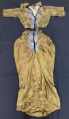 A circa 1900 silk satin hand embroidered and hand beaded two-piece day dress,
