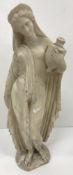 A carved white marble figure of "Phryne's Companion", holding an urn in her left hand,
