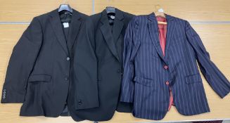 A collection of mens clothing comprising a Maggi evening suit of jacket and trousers,