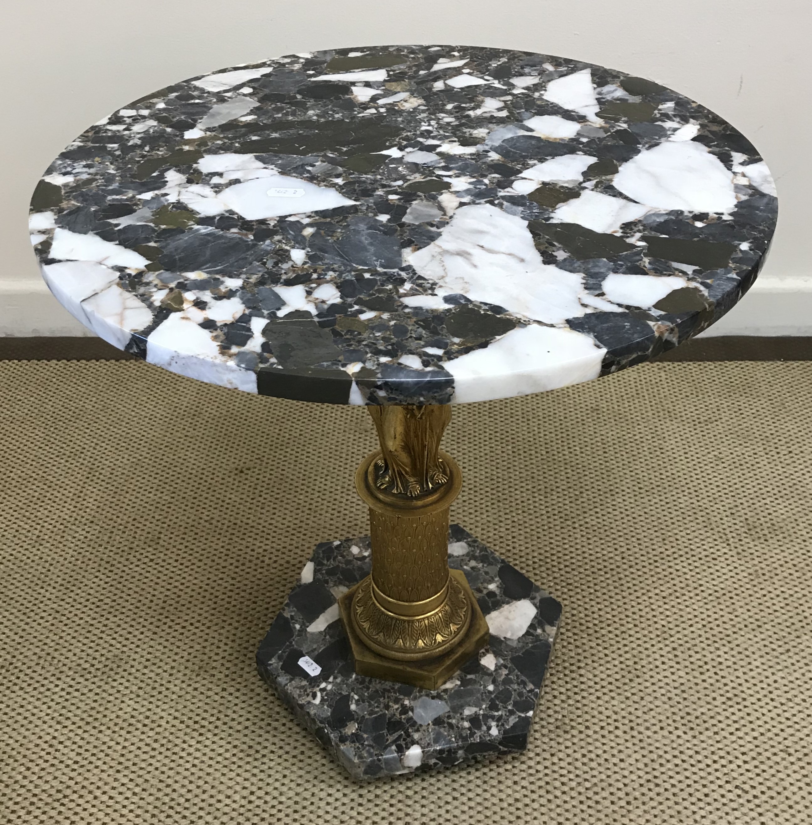 A marble and gilt bronze occasional table,
