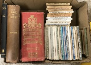 A box containing various books to include "Debrett's Peerage 1959",