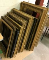 A collection of various sized 19th Century and later giltwood and gesso etc picture frames,