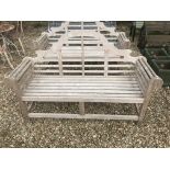 A slatted teak Lutyens design bench 166 cm wide