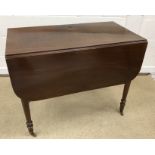 A Victorian mahogany drop-leaf Pembroke table of rounded rectangular form with single end drawer