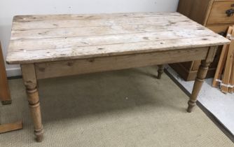 A Victorian pine farmhouse kitchen table,
