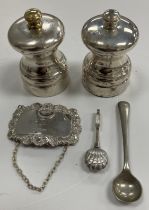 A pair of Park Green Peter Piper silver pepper and salt grinders (by P H Vogel & Co.
