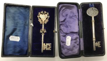 A silver-plated ceremonial key “S James's Hall Thornes Opened March 25th 1911 / To Lady Catherine