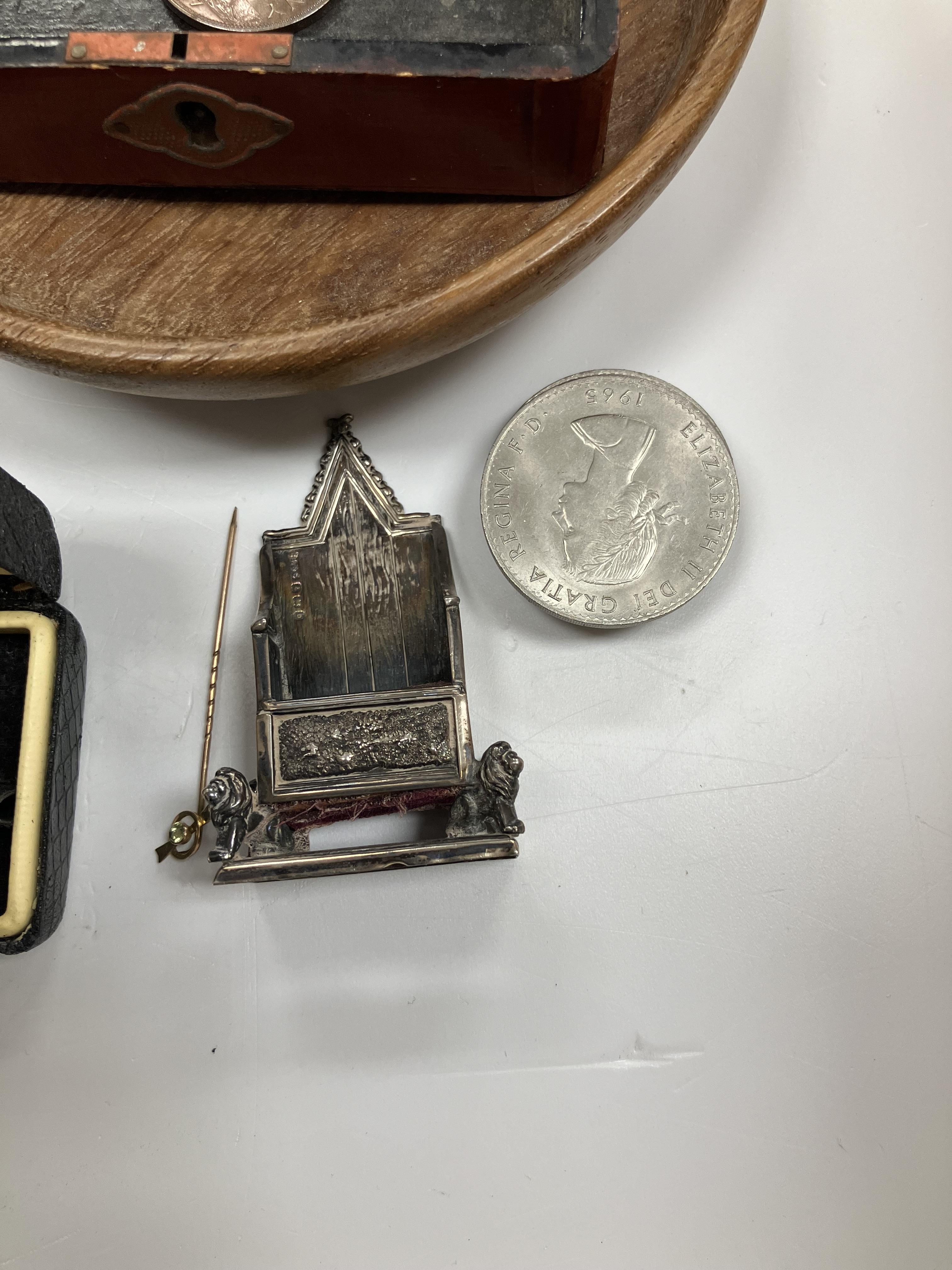 A collection of sundry items to include a miniature silver Coronation/Edwards chair (by Levi & - Image 3 of 7