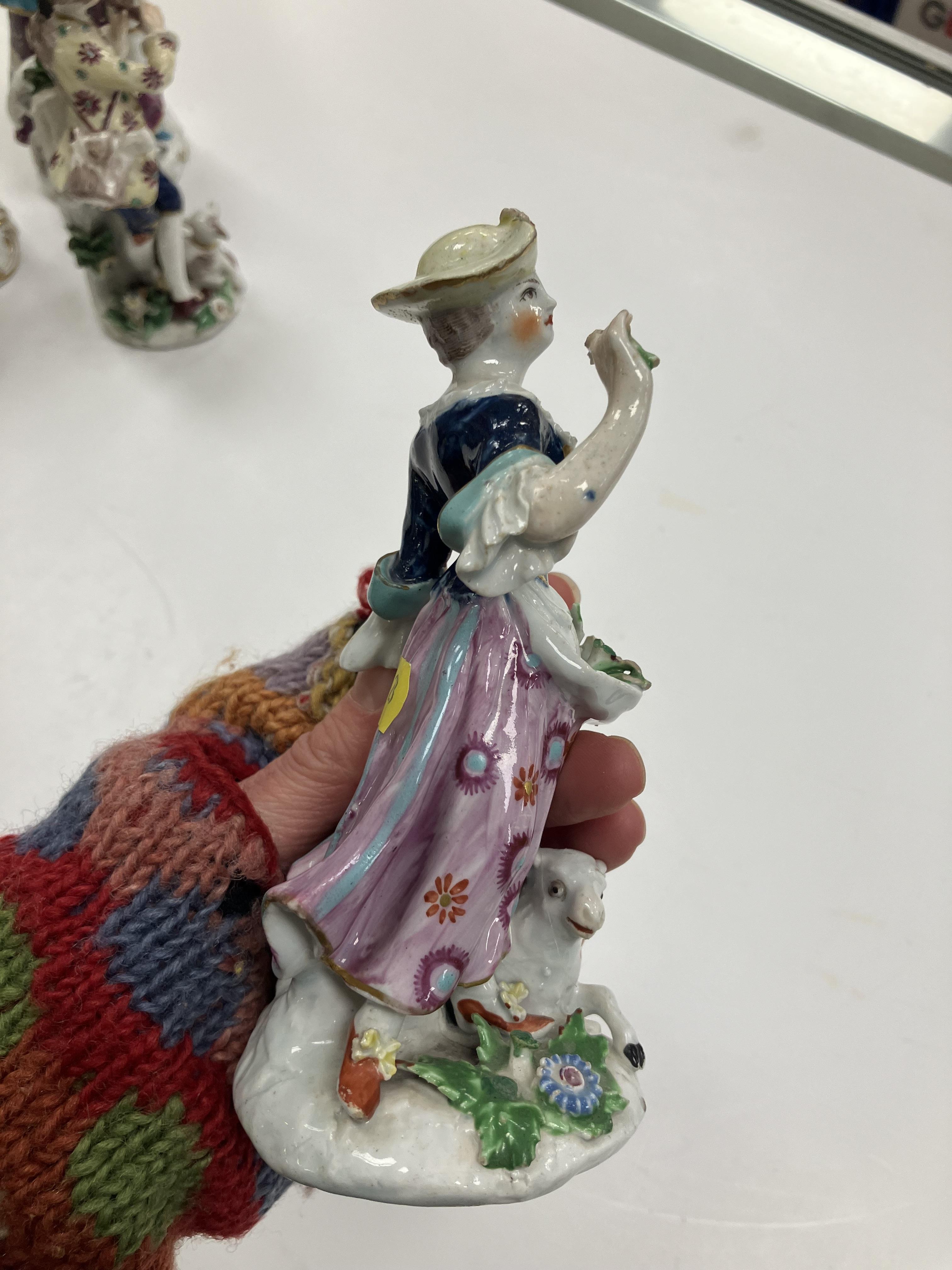 A pair of 18th Century Bow porcelain figures, one of "Shepherd with lamb and flute", - Image 8 of 74