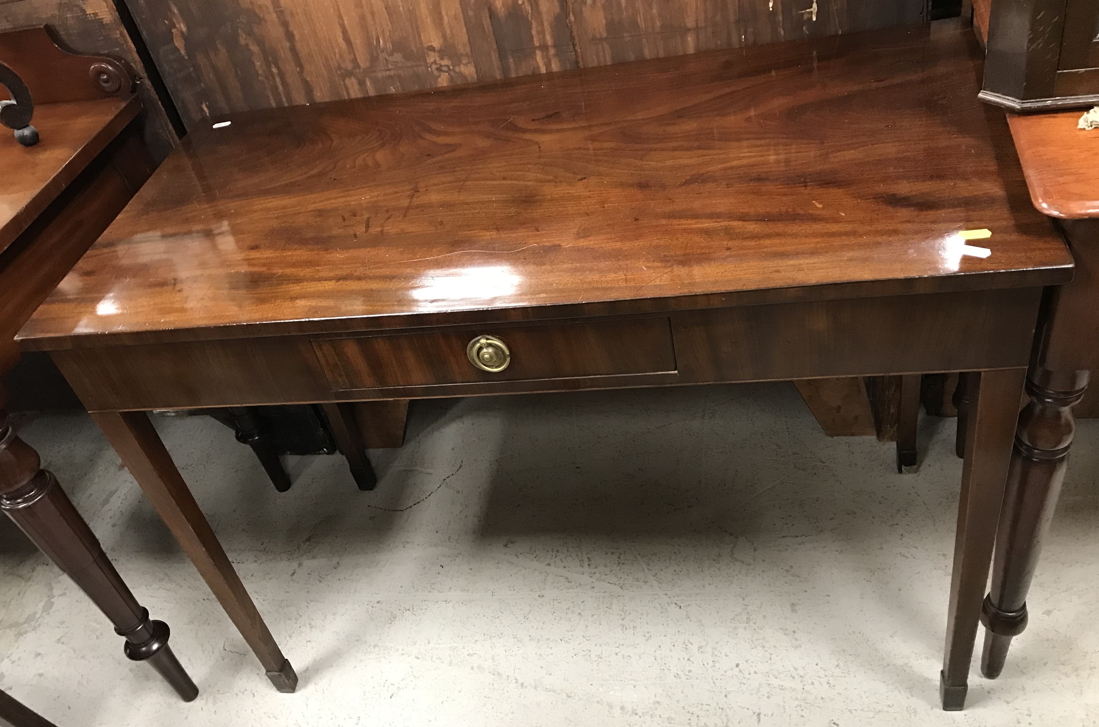 A Victorian mahogany two drawer side table on turned tapering legs 98 cm wide x 51 cm deep x 78 cm - Image 2 of 2