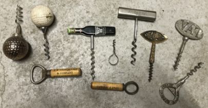 A collection of twenty-three various novelty and other corkscrews including some named including J.