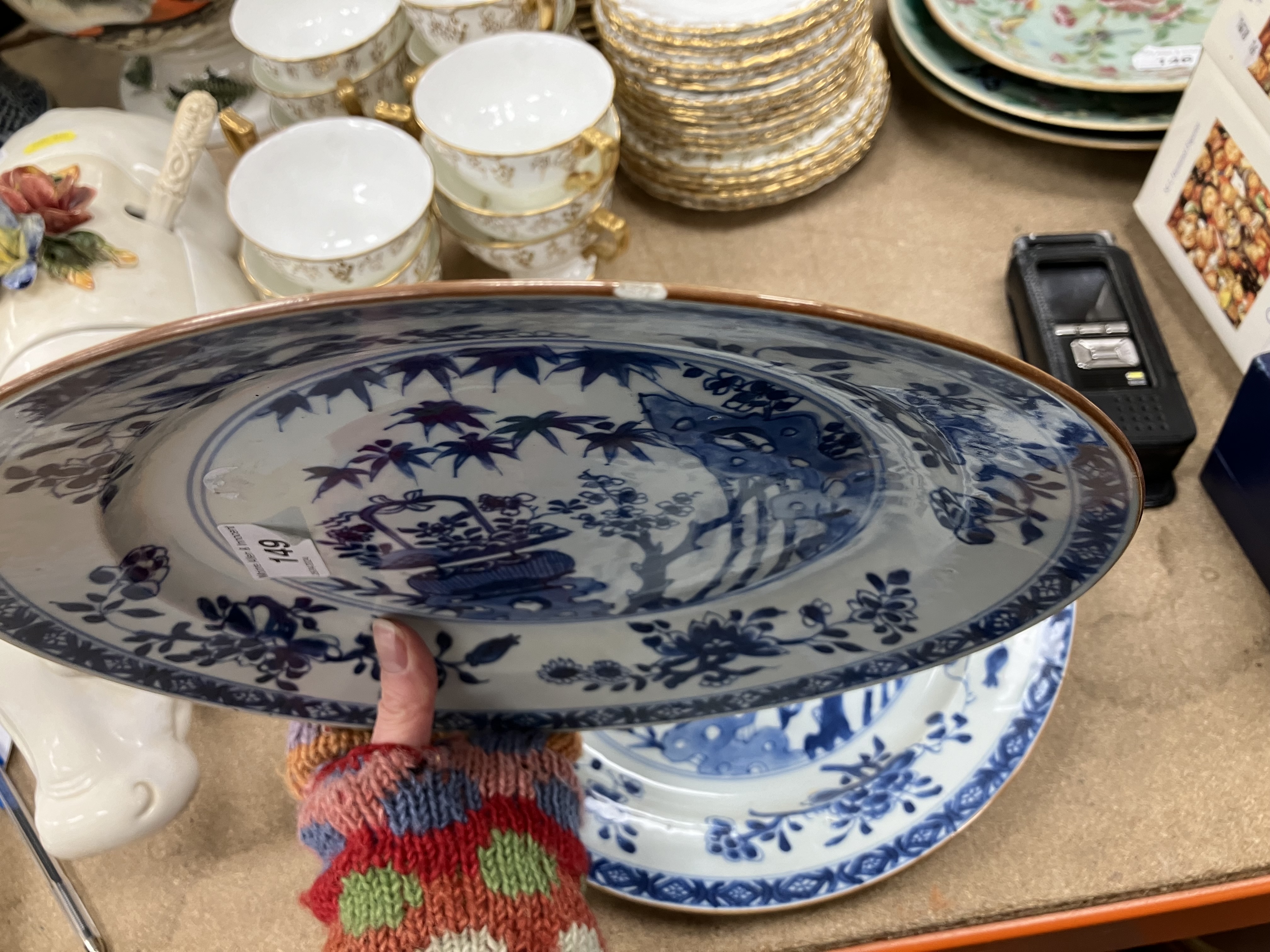 A set of three 19th Century Chinese blue and white export ware plates, - Image 21 of 23