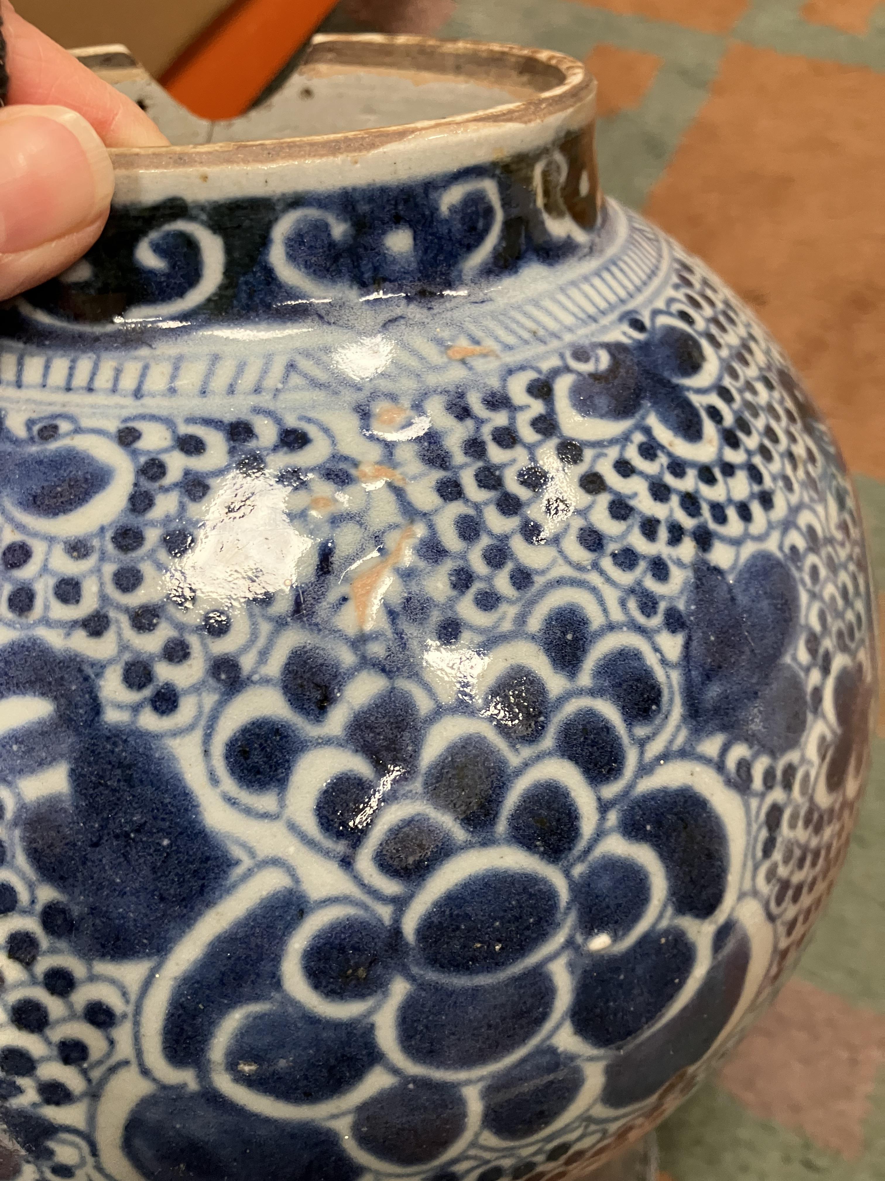 An 18th Century Chinese blue and white baluster shaped vase and cover, - Image 11 of 43