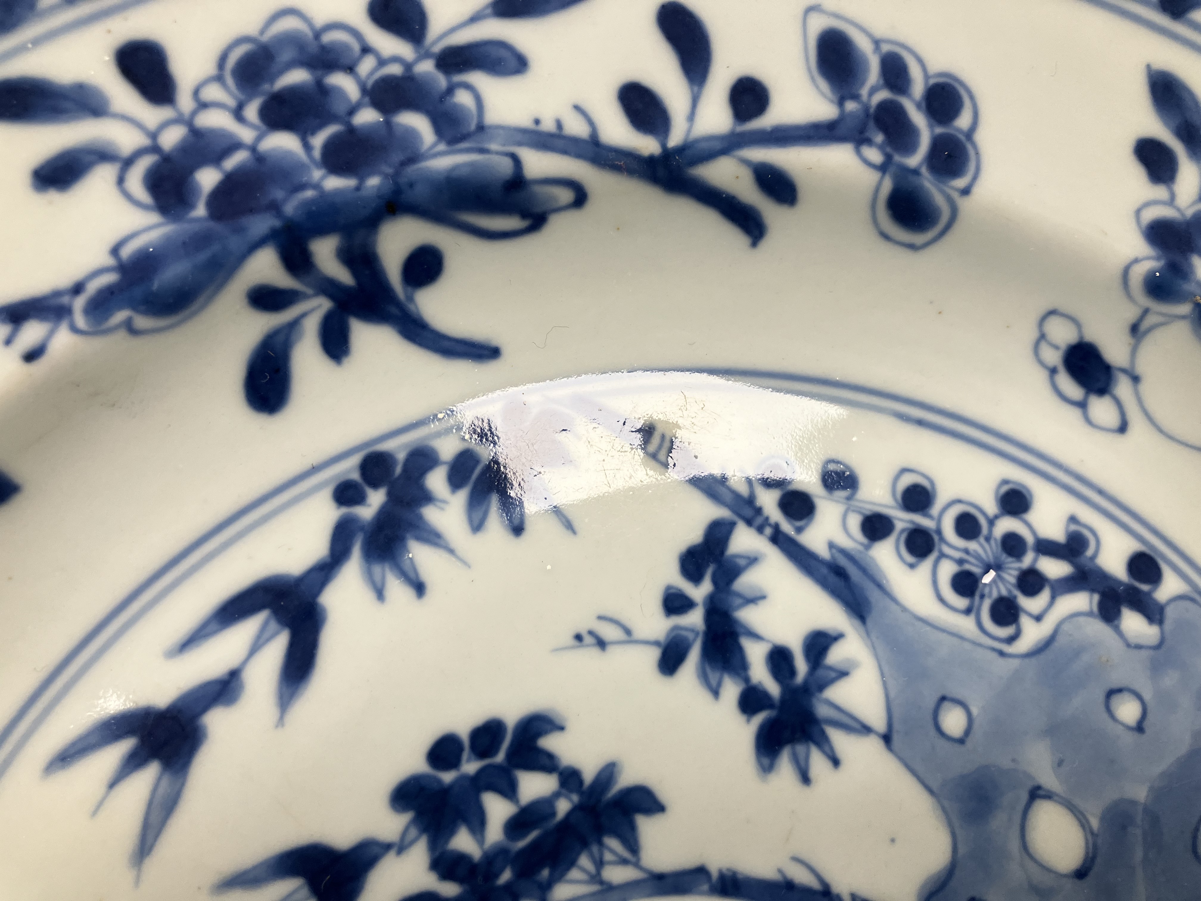 A set of three 19th Century Chinese blue and white export ware plates, - Image 17 of 23
