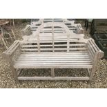 A slatted teak Lutyens design bench 166 cm wide