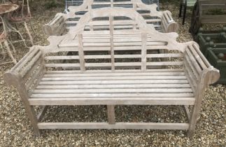 A slatted teak Lutyens design bench 166 cm wide