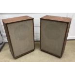 A pair of Tannoy LSU/HF/15/8 speakers in teak cabinets,