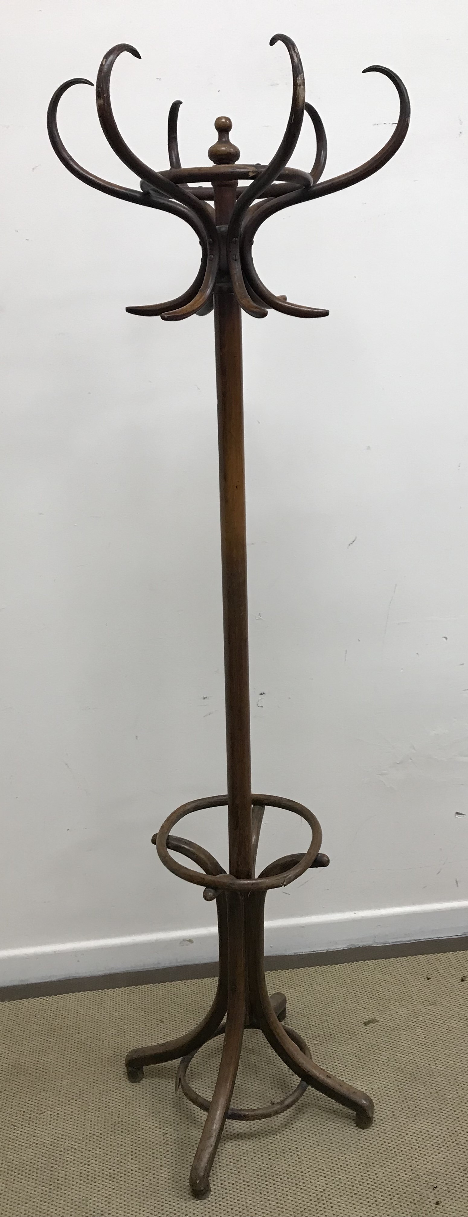 A bentwood hat and coat rack in the manner of Michel Thonet, 58.