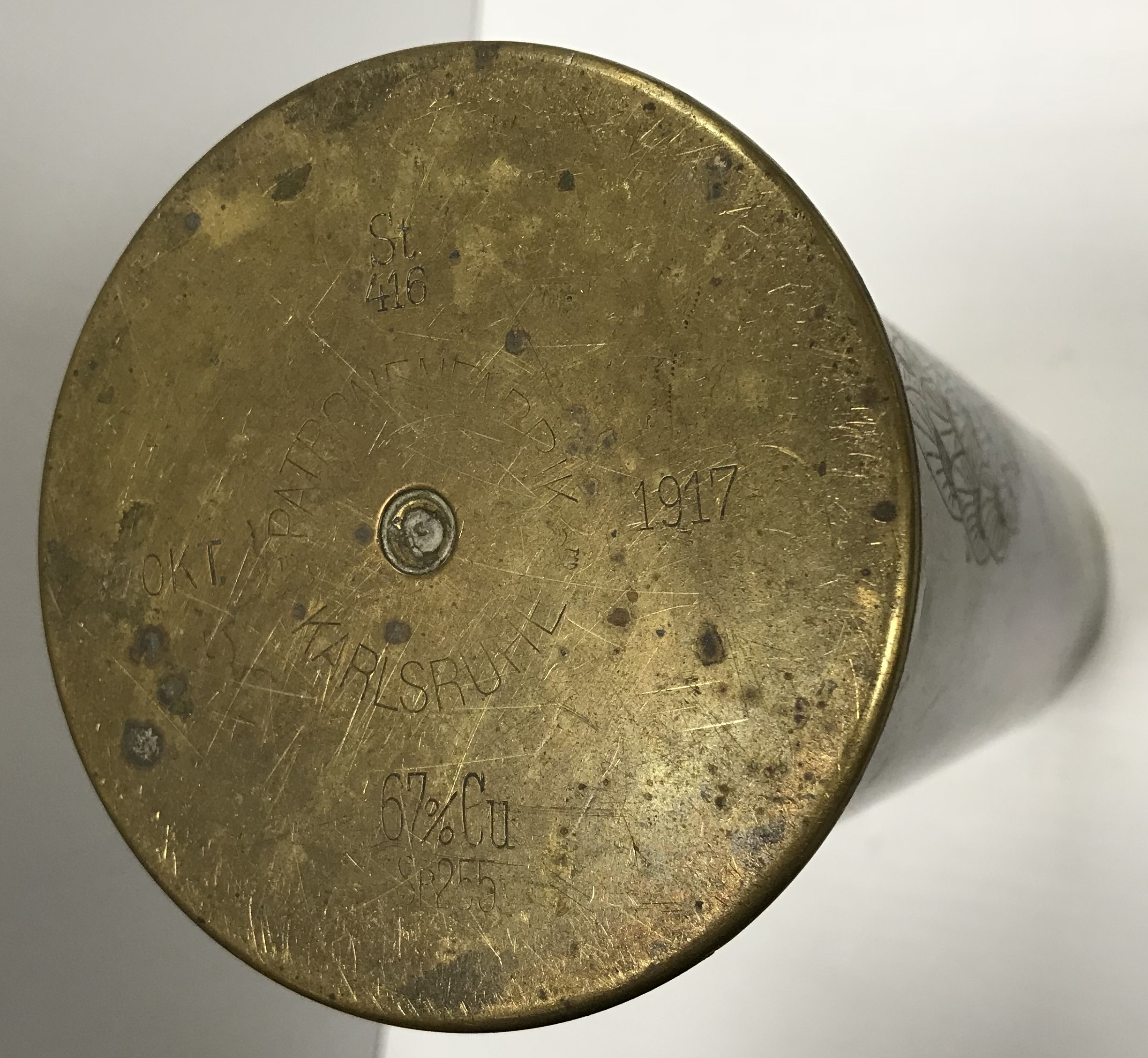 WITHDRAWN A collection of various militaria including a 1917 brass shell case decorated with two - Image 3 of 3