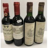 Four various half bottles (375 ml) red wines including Chateau Greysac 1990 x 2,