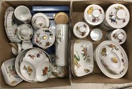 Two boxes of assorted Royal Worcester Evesham wares to include storage jars, tureens, bowls,