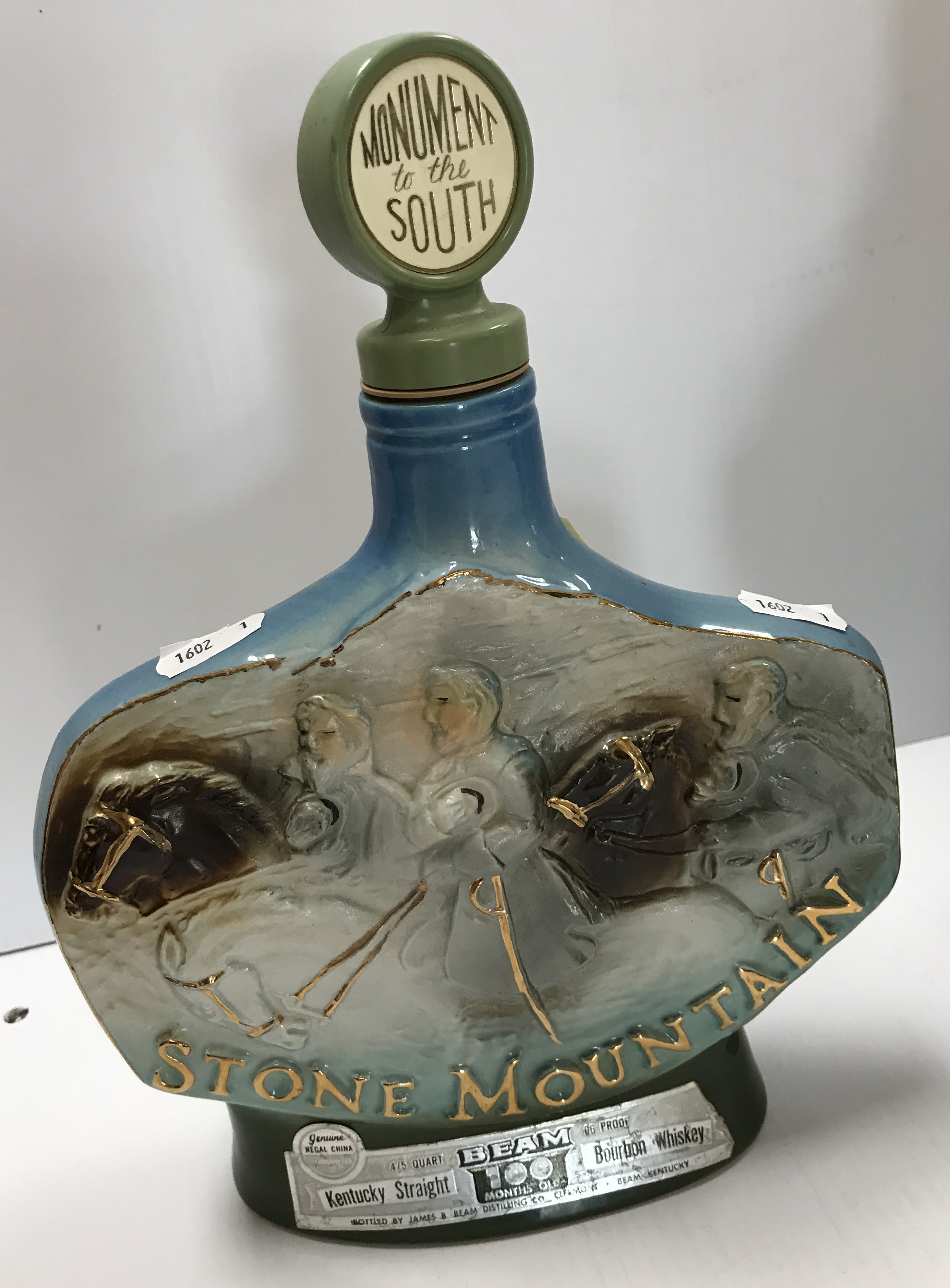 Three vintage Jim Beam 100 months old whisky decanters including "Stone Mountain", - Image 3 of 5